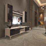 Decoraktiv EKO 5D Mdf Dvd Beyaz Siyah Mermer Silver Tv Ünitesi