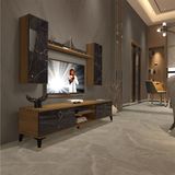 Decoraktiv EKO 5D Mdf Dvd Ceviz Siyah Mermer Gold Tv Ünitesi