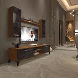 Decoraktiv EKO 5D Mdf Dvd Ceviz Siyah Mermer Silver Tv Ünitesi