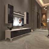 Decoraktiv EKO 5D Mdf Std Beyaz Siyah Mermer Gold Tv Ünitesi