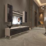 Decoraktiv EKO 5D Mdf Std Beyaz Siyah Mermer Retro Tv Ünitesi