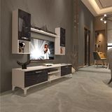 Decoraktiv EKO 5DA Mdf Dvd Beyaz Siyah Mermer Silver Tv Ünitesi