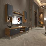 Decoraktiv EKO 5DA Mdf Dvd Pera Antrasit Krom Ayaklı Tv Ünitesi