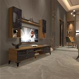 Decoraktiv EKO 5DA Mdf Dvd Pera Siyah Mermer Gold Tv Ünitesi