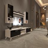 Decoraktiv Eko 5da MDF Dvd Retro TV Sehpa Ünitesi - Beyaz Siyah