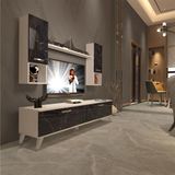 Decoraktiv EKO 5DA Mdf Std Beyaz Siyah Mermer Retro Tv Ünitesi