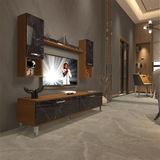 Decoraktiv EKO 5DA Mdf Std Ceviz Siyah Mermer Krom Ayaklı Tv Ünitesi