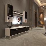 Decoraktiv Eko 5da MDF STD Retro TV Sehpa Ünitesi - Beyaz Siyah