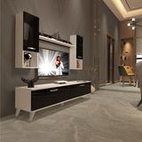 Decoraktiv Eko 5da SLM STD Retro TV Sehpa Ünitesi - Beyaz Siyah