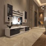 Decoraktiv EKO 5DAB Mdf Dvd Beyaz Siyah Mermer Tv Ünitesi