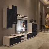 Decoraktiv Eko 6 Mdf Dvd Beyaz Siyah Mermer Tv Sehpa Ünitesi