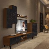 Decoraktiv Eko 6 Mdf DVD Gold Tv Ünitesi Tv Sehpası - Ceviz Siyah Mermer - Ceviz - Siyah Mermer