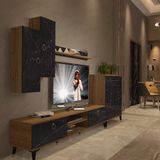 Decoraktiv Eko 6 Mdf DVD Gold Tv Ünitesi Tv Sehpası - Pera Siyah Mermer - Pera - Siyah Mermer