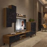 Decoraktiv Eko 6 Mdf Dvd Gold Tv Ünitesi Tv Sehpası - Pera Siyah Mermer