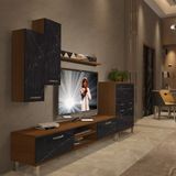 Decoraktiv Eko 6 Mdf Dvd Krom Ayaklı Tv Ünitesi Tv Sehpası - Ceviz Siyah Mermer