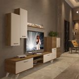 Decoraktiv Eko 6 Mdf DVD Retro Tv Ünitesi Tv Sehpası - Beyaz Pera - Beyaz - Pera
