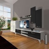 Decoraktiv Eko 6 Mdf Dvd Retro Tv Ünitesi Tv Sehpası Beyaz Siyah - Beyaz - Siyah