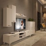 Decoraktiv Eko 6 Mdf Dvd Silver Parlak Beyaz Tv Sehpa Ünitesi