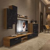 Decoraktiv Eko 6 MDF Dvd TV Sehpa Ünitesi - Pera Siyah Mermer