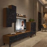 Decoraktiv Eko 6 MDF STD Gold TV Sehpa Ünitesi - Ceviz Siyah Mermer