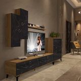 Decoraktiv Eko 6 MDF STD Gold TV Sehpa Ünitesi - Pera Siyah Mermer