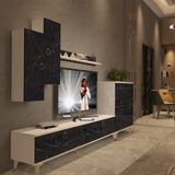 Decoraktiv Eko 6 Mdf Std Gold Tv Ünitesi Tv Sehpası - Beyaz Siyah Mermer - Beyaz - Siyah Mermer