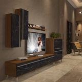 Decoraktiv Eko 6 Mdf Std Krom Ayaklı Tv Ünitesi Tv Sehpası - Ceviz Siyah Mermer - Ceviz - Siyah Mermer