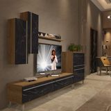 Decoraktiv Eko 6 Mdf Std Krom Ayaklı Tv Ünitesi Tv Sehpası - Pera Siyah Mermer