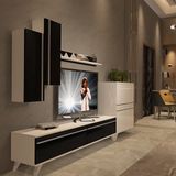 Decoraktiv Eko 6 MDF STD Retro TV Sehpa Ünitesi - Beyaz Siyah