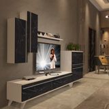 Decoraktiv Eko 6 Mdf Std Retro Tv Ünitesi Tv Sehpası - Beyaz Siyah Mermer - Beyaz - Siyah Mermer