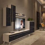 Decoraktiv Eko 6 Mdf Std Retro Tv Ünitesi Tv Sehpası - Beyaz Siyah Mermer