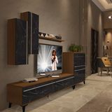 Decoraktiv Eko 6 MDF STD Silver TV Sehpa Ünitesi - Ceviz Siyah Mermer