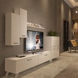 Decoraktiv Eko 6 Slm Std Retro Parlak Beyaz Tv Sehpa Ünitesi