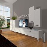 Decoraktiv Eko 6 Slm Std Retro Tv Ünitesi Tv Sehpası Parlak Beyaz