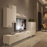 Decoraktiv Eko 6 Slm Std Silver Parlak Beyaz Tv Sehpa Ünitesi