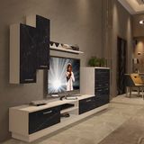 Decoraktiv Eko 6b MDF Dvd TV Sehpa Ünitesi - Beyaz Siyah Mermer