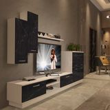 Decoraktiv Eko 6b Mdf DVD Tv Ünitesi Tv Sehpası - Beyaz Siyah Mermer - Beyaz - Siyah Mermer