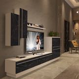 Decoraktiv Eko 6b MDF STD TV Sehpa Ünitesi - Beyaz Siyah Mermer