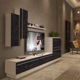 Decoraktiv Eko 6b Mdf Std Tv Ünitesi Tv Sehpası - Beyaz Siyah Mermer