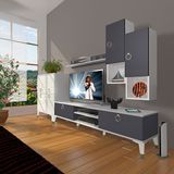 Decoraktiv Eko 6DA Mdf Dvd Gold Beyaz Antrasit Tv Sehpa Ünitesi