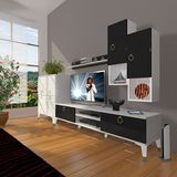 Decoraktiv Eko 6DA Mdf Dvd Gold Beyaz Siyah Tv Sehpa Ünitesi