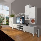 Decoraktiv Eko 6DA Mdf Dvd Gold Parlak Beyaz Tv Sehpa Ünitesi