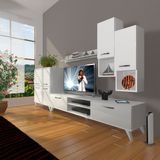 Decoraktiv Eko 6da Mdf DVD Retro Tv Ünitesi Tv Sehpası Parlak Beyaz