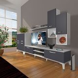 Decoraktiv Eko 6DA Mdf Dvd Silver Beyaz Antrasit Tv Sehpa Ünitesi