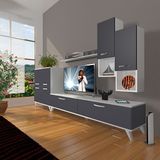 Decoraktiv Eko 6da MDF STD Retro TV Sehpa Ünitesi - Beyaz Antrasit