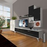 Decoraktiv Eko 6da MDF STD Retro TV Sehpa Ünitesi - Beyaz Siyah