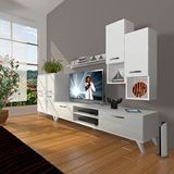 Decoraktiv Eko 6DA SLM DVD Retro Parlak Beyaz TV Ünitesi