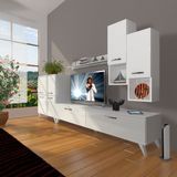 Decoraktiv Eko 6DA Slm Std Retro Parlak Beyaz Tv Sehpa Ünitesi