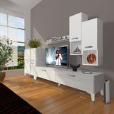 Decoraktiv Eko 6DA Slm Std Silver Parlak Beyaz Tv Sehpa Ünitesi