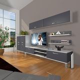 Decoraktiv Eko 6Y Mdf Dvd Krom Ayaklı Beyaz Antrasit Tv Sehpa Ünitesi